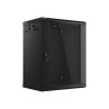 19" RACKOVÁ SKŘÍŇ PRO MONTÁŽ NA STĚNU 15U/600X450 (FLAT PACK) S PROSKLENÝMI DVEŘMI ČERNÁ  V2