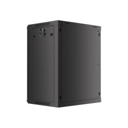 19" RACKOVÁ SKŘÍŇ PRO MONTÁŽ NA STĚNU 15U/600X450 (FLAT PACK) S PROSKLENÝMI DVEŘMI ČERNÁ  V2