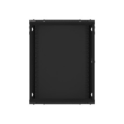 19" RACKOVÁ SKŘÍŇ PRO MONTÁŽ NA STĚNU 15U/600X450 (FLAT PACK) S PROSKLENÝMI DVEŘMI ČERNÁ  V2