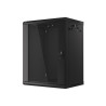 19" RACKOVÁ SKŘÍŇ PRO MONTÁŽ NA STĚNU 15U/600X450 (FLAT PACK) S PROSKLENÝMI DVEŘMI ČERNÁ  V2