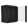 19" RACKOVÁ SKŘÍŇ PRO MONTÁŽ NA STĚNU 15U/600X450 (FLAT PACK) S PROSKLENÝMI DVEŘMI ČERNÁ  V2