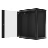 19" RACKOVÁ SKŘÍŇ PRO MONTÁŽ NA STĚNU 15U/600X450 (FLAT PACK) S PROSKLENÝMI DVEŘMI ČERNÁ  V2
