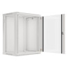 19" RACKOVÁ SKŘÍŇ PRO MONTÁŽ NA STĚNU 15U/600X450 (FLAT PACK) S PROSKLENÝMI DVEŘMI ŠEDÁ  V2