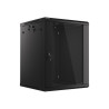 19" RACKOVÁ SKŘÍŇ PRO MONTÁŽ NA STĚNU 15U/600X600 (FLAT PACK) S PROSKLENÝMI DVEŘMI ČERNÁ  V2