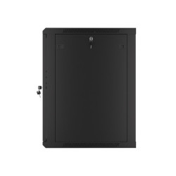19" RACKOVÁ SKŘÍŇ PRO MONTÁŽ NA STĚNU 15U/600X600 (FLAT PACK) S PROSKLENÝMI DVEŘMI ČERNÁ  V2