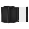 19" RACKOVÁ SKŘÍŇ PRO MONTÁŽ NA STĚNU 15U/600X600 (FLAT PACK) S PROSKLENÝMI DVEŘMI ČERNÁ  V2