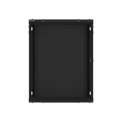 19" RACKOVÁ SKŘÍŇ PRO MONTÁŽ NA STĚNU 15U/600X600 (FLAT PACK) S PROSKLENÝMI DVEŘMI ČERNÁ  V2