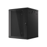 19" RACKOVÁ SKŘÍŇ PRO MONTÁŽ NA STĚNU 15U/600X600 (FLAT PACK) S PROSKLENÝMI DVEŘMI ČERNÁ  V2