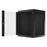 19" RACKOVÁ SKŘÍŇ PRO MONTÁŽ NA STĚNU 15U/600X600 (FLAT PACK) S PROSKLENÝMI DVEŘMI ČERNÁ  V2