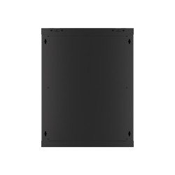19" RACKOVÁ SKŘÍŇ PRO MONTÁŽ NA STĚNU 15U/600X600 (FLAT PACK) S PROSKLENÝMI DVEŘMI ČERNÁ  V2