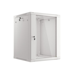 19" RACKOVÁ SKŘÍŇ PRO MONTÁŽ NA STĚNU 15U/600X600 (FLAT PACK) S PROSKLENÝMI DVEŘMI ŠEDÁ  V2