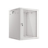 19" RACKOVÁ SKŘÍŇ PRO MONTÁŽ NA STĚNU 15U/600X600 (FLAT PACK) S PROSKLENÝMI DVEŘMI ŠEDÁ  V2