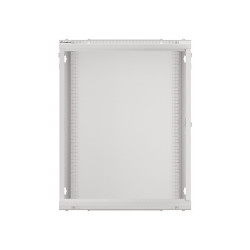 19" RACKOVÁ SKŘÍŇ PRO MONTÁŽ NA STĚNU 15U/600X600 (FLAT PACK) S PROSKLENÝMI DVEŘMI ŠEDÁ  V2