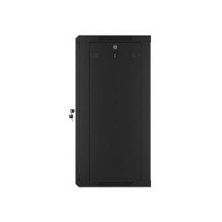 19" RACKOVÁ SKŘÍŇ PRO MONTÁŽ NA STĚNU 18U/600X450 (FLAT PACK) S PROSKLENÝMI DVEŘMI ČERNÁ  V2