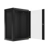 19" RACKOVÁ SKŘÍŇ PRO MONTÁŽ NA STĚNU 18U/600X450 (FLAT PACK) S PROSKLENÝMI DVEŘMI ČERNÁ  V2