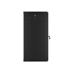 19" RACKOVÁ SKŘÍŇ PRO MONTÁŽ NA STĚNU 18U/600X450 (FLAT PACK) S PROSKLENÝMI DVEŘMI ČERNÁ  V2