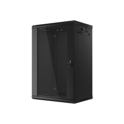 19" RACKOVÁ SKŘÍŇ PRO MONTÁŽ NA STĚNU 18U/600X450 (FLAT PACK) S PROSKLENÝMI DVEŘMI ČERNÁ  V2