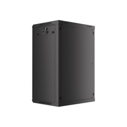 19" RACKOVÁ SKŘÍŇ PRO MONTÁŽ NA STĚNU 18U/600X450 (FLAT PACK) S PROSKLENÝMI DVEŘMI ČERNÁ  V2