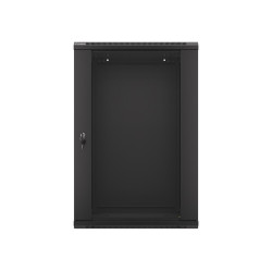 19" RACKOVÁ SKŘÍŇ PRO MONTÁŽ NA STĚNU 18U/600X450 (FLAT PACK) S PROSKLENÝMI DVEŘMI ČERNÁ  V2