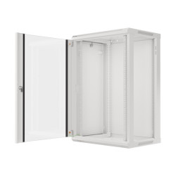 19" RACKOVÁ SKŘÍŇ PRO MONTÁŽ NA STĚNU 18U/600X450 (FLAT PACK) ŠEDÁ  V2