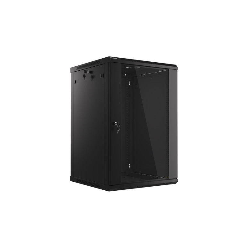 19" RACKOVÁ SKŘÍŇ PRO MONTÁŽ NA STĚNU 18U/600X600 (PLOCHÉ BALENÍ) S PROSKLENÝMI DVEŘMI ČERNÁ V2 19" RACKOVÁ SKŘÍŇ PRO MONTÁŽ NA STĚNU 18U/600X600 (PLOCHÉ BALENÍ) S PROSKLENÝMI DVEŘMI ČERNÁ V2
