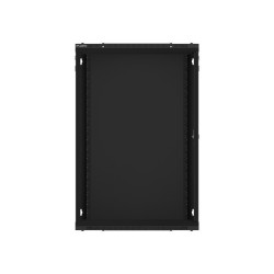 19" RACKOVÁ SKŘÍŇ PRO MONTÁŽ NA STĚNU 18U/600X600 (PLOCHÉ BALENÍ) S PROSKLENÝMI DVEŘMI ČERNÁ  V2