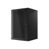 19" RACKOVÁ SKŘÍŇ PRO MONTÁŽ NA STĚNU 18U/600X600 (PLOCHÉ BALENÍ) S PROSKLENÝMI DVEŘMI ČERNÁ  V2