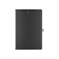 19" RACKOVÁ SKŘÍŇ PRO MONTÁŽ NA STĚNU 18U/600X600 (PLOCHÉ BALENÍ) S PROSKLENÝMI DVEŘMI ČERNÁ  V2