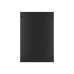 19" RACKOVÁ SKŘÍŇ PRO MONTÁŽ NA STĚNU 18U/600X600 (PLOCHÉ BALENÍ) S PROSKLENÝMI DVEŘMI ČERNÁ  V2