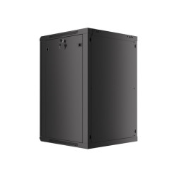 19" RACKOVÁ SKŘÍŇ PRO MONTÁŽ NA STĚNU 18U/600X600 (PLOCHÉ BALENÍ) S PROSKLENÝMI DVEŘMI ČERNÁ  V2