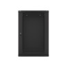 19" RACKOVÁ SKŘÍŇ PRO MONTÁŽ NA STĚNU 18U/600X600 (PLOCHÉ BALENÍ) S PROSKLENÝMI DVEŘMI ČERNÁ  V2
