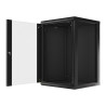 19" RACKOVÁ SKŘÍŇ PRO MONTÁŽ NA STĚNU 18U/600X600 (PLOCHÉ BALENÍ) S PROSKLENÝMI DVEŘMI ČERNÁ  V2
