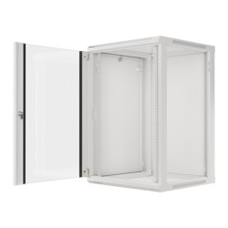 19" RACKOVÁ SKŘÍŇ PRO MONTÁŽ NA STĚNU 18U/600X600 (FLAT PACK) ŠEDÁ  V2