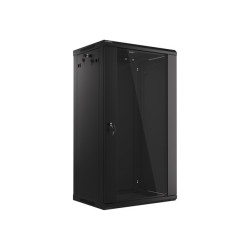 19" RACKOVÁ SKŘÍŇ PRO MONTÁŽ NA STĚNU 22U/600X450 (FLAT PACK) S PROSKLENÝMI DVEŘMI ČERNÁ  V2