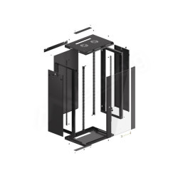 19" RACKOVÁ SKŘÍŇ PRO MONTÁŽ NA STĚNU 22U/600X450 (FLAT PACK) S PROSKLENÝMI DVEŘMI ČERNÁ  V2