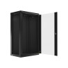 19" RACKOVÁ SKŘÍŇ PRO MONTÁŽ NA STĚNU 22U/600X450 (FLAT PACK) S PROSKLENÝMI DVEŘMI ČERNÁ  V2
