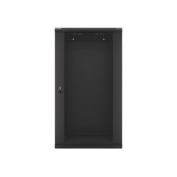 19" RACKOVÁ SKŘÍŇ PRO MONTÁŽ NA STĚNU 22U/600X450 (FLAT PACK) S PROSKLENÝMI DVEŘMI ČERNÁ  V2