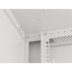 19" RACKOVÁ SKŘÍŇ PRO MONTÁŽ NA STĚNU 22U/600X600 (FLAT PACK) S PROSKLENÝMI DVEŘMI ŠEDÁ  V2