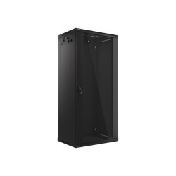 RACKOVÁ SKŘÍŇ 19" NÁSTĚNNÁ 27U/600X450 (FLAT PACK) S PROSKLENÝMI DVEŘMI ČERNÁ  V2