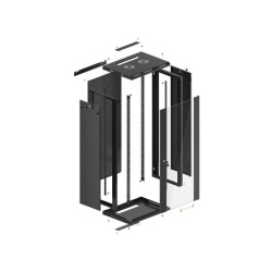 RACKOVÁ SKŘÍŇ 19" NÁSTĚNNÁ 27U/600X450 (FLAT PACK) S PROSKLENÝMI DVEŘMI ČERNÁ  V2