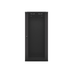 RACKOVÁ SKŘÍŇ 19" NÁSTĚNNÁ 27U/600X450 (FLAT PACK) S PROSKLENÝMI DVEŘMI ČERNÁ  V2