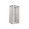 RACKOVÁ SKŘÍŇ 19" NÁSTĚNNÁ 27U/600X600 (FLAT PACK) S PROSKLENÝMI DVEŘMI ŠEDÁ  V2