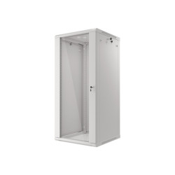 RACKOVÁ SKŘÍŇ 19" NÁSTĚNNÁ 27U/600X600 (FLAT PACK) S PROSKLENÝMI DVEŘMI ŠEDÁ  V2