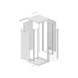 RACKOVÁ SKŘÍŇ 19" NÁSTĚNNÁ 27U/600X600 (FLAT PACK) S PROSKLENÝMI DVEŘMI ŠEDÁ  V2