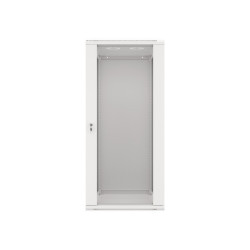 RACKOVÁ SKŘÍŇ 19" NÁSTĚNNÁ 27U/600X600 (FLAT PACK) S PROSKLENÝMI DVEŘMI ŠEDÁ  V2