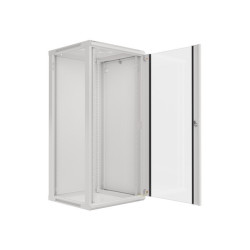 RACKOVÁ SKŘÍŇ 19" NÁSTĚNNÁ 27U/600X600 (FLAT PACK) S PROSKLENÝMI DVEŘMI ŠEDÁ  V2