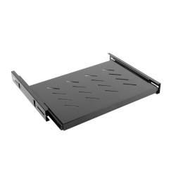 19" POSUVNÁ POLICE 1U/465X347MM MAX. NOSNOST DO 60 KG ČERNÁ 