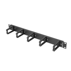 19" PANEL PRO SPRÁVU KABELŮ S 5 PLASTOVÝMI DRŽÁKY 1U TYP B ČERNÝ 