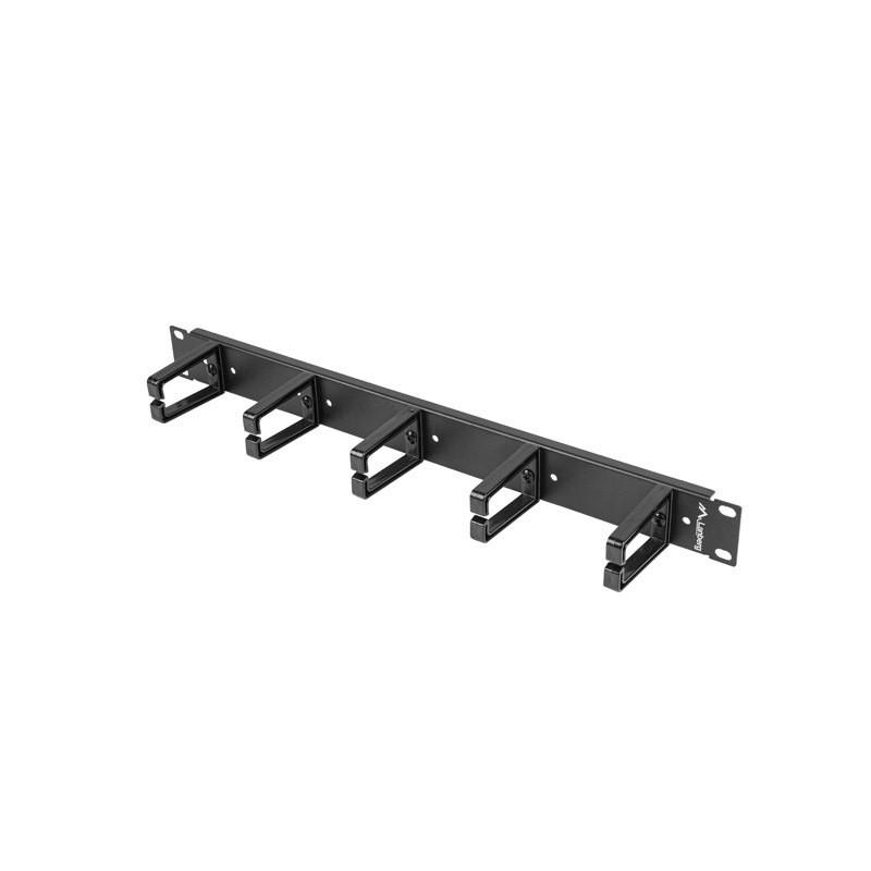 19" PANEL PRO SPRÁVU KABELŮ S 5 PLASTOVÝMI DRŽÁKY 1U TYP B ČERNÝ 