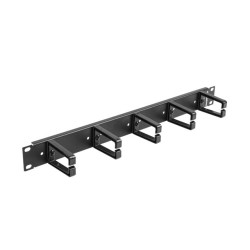 19" PANEL PRO SPRÁVU KABELŮ S 5 PLASTOVÝMI DRŽÁKY 1U TYP B ČERNÝ 